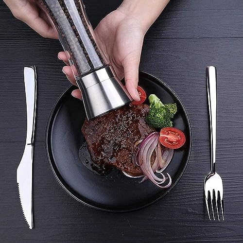 Image of Yancorp Salt and Pepper Grinder, 13 cm Tall, Glass Body with Stainless Steel Lid, Adjustable Coarseness Manual Spice Mill