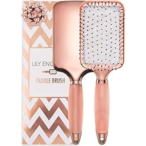 Lily England Hair Brush for Women For All Hair Types – Professional Paddle Brush for Blow Drying, Hair Detangling, & Straightening – Flat Hairbrush With Gel Handle for Easy Grip, Rose Gold