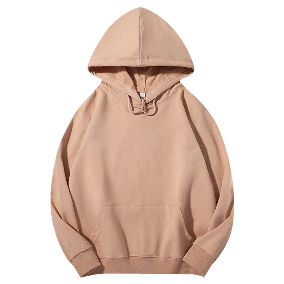 Damskie bluzy z kapturem Solidna bawełna Luźna dzianina Harajuku Sweter Bluza Khaki XL (60-65) kg