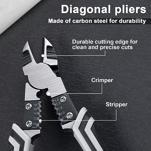 LEONTOOL Diagonal Cutters Pliers with Wire Stripper 8 Inches Heavy Duty Wire Cutters with Crimper - Image 3