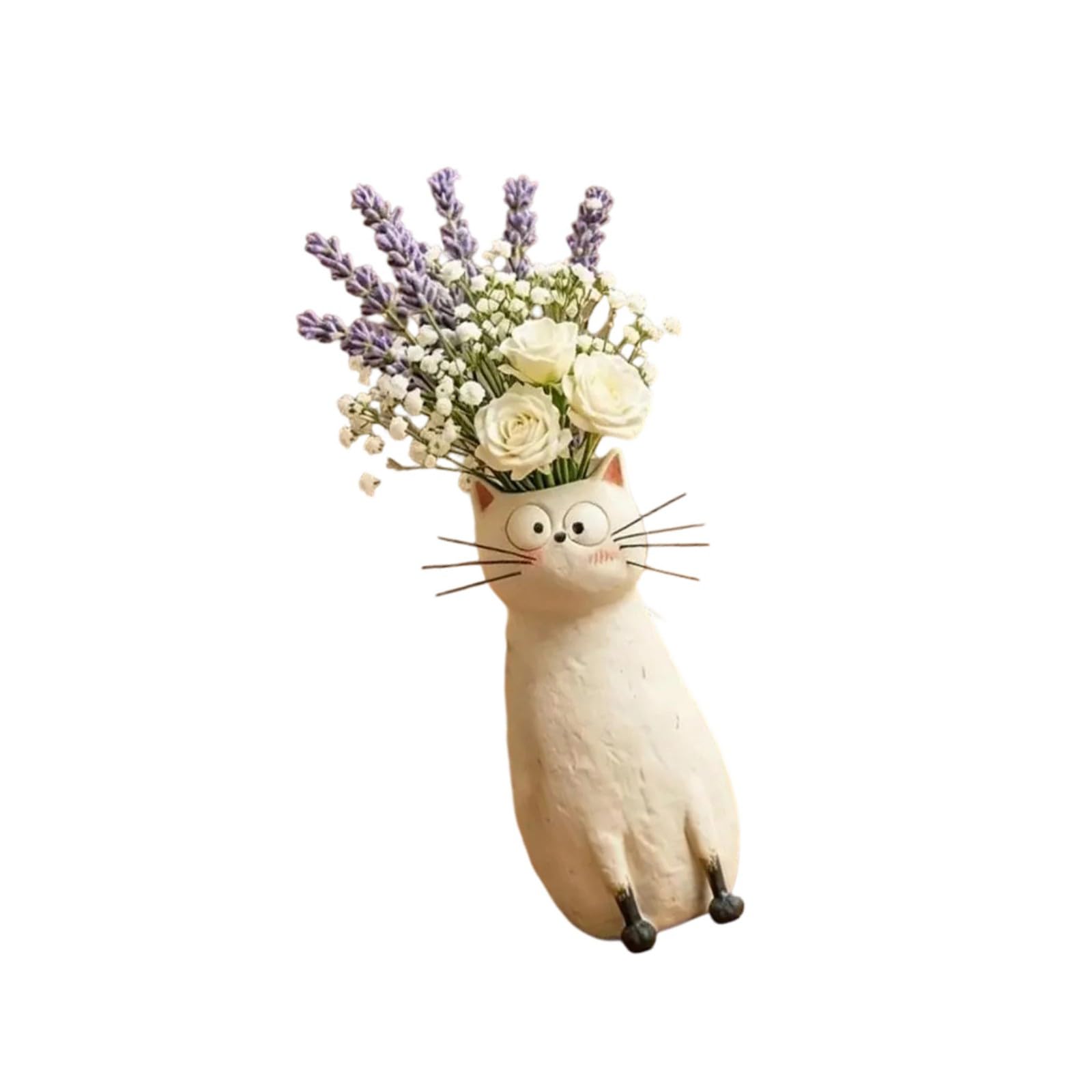Handcrafted Wacky Cats Vases, Whimsical Cats Flower Vases, Resin Kitten Sculpture Desktop Decorations Home Offices Decors Kitten Statue