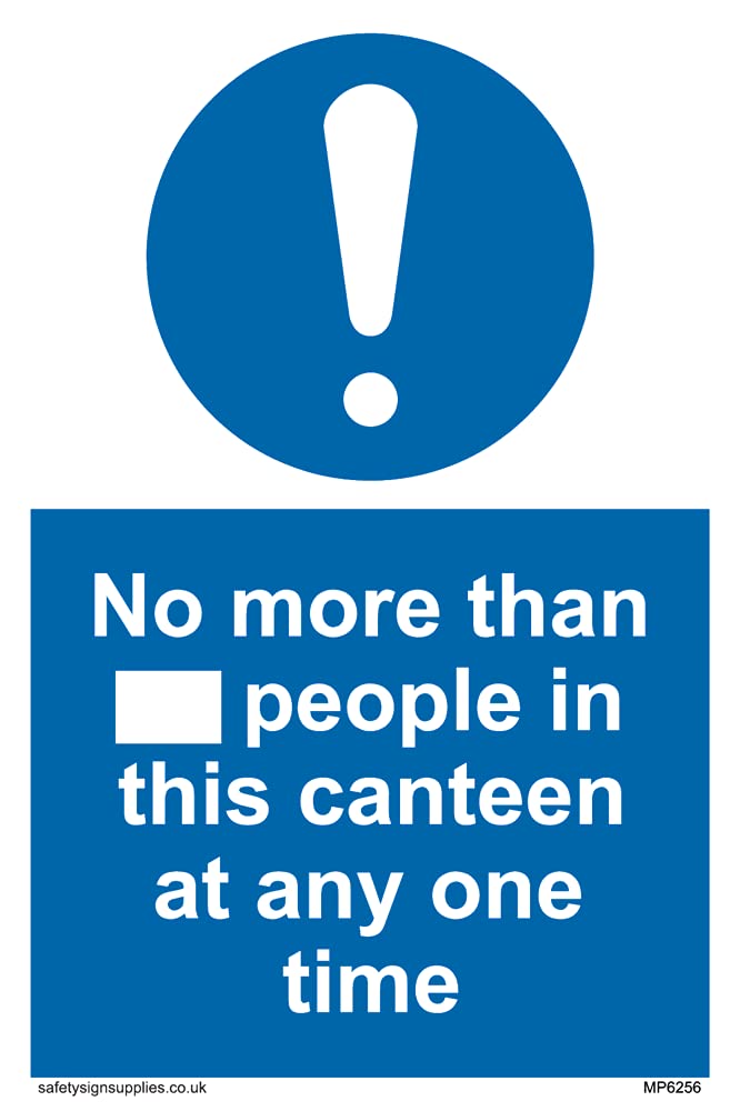 Pack of five - No more than xxx people in this canteen at any one time Sign - 100x150mm - A6P