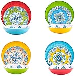 Melamine Dinnerware Set 12 Pcs Durable Dishware Colorful Plate Bowl Set Dishwasher Safe Shatter Proof Chip Resistant Not Microware Not Oven (Multicolor)