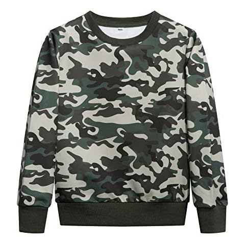 YoungSoul Sudadera para Niños Sudadera Camuflaje sin Capucha Jersey de Manga Larga Camuflaje Verde Militar Cover