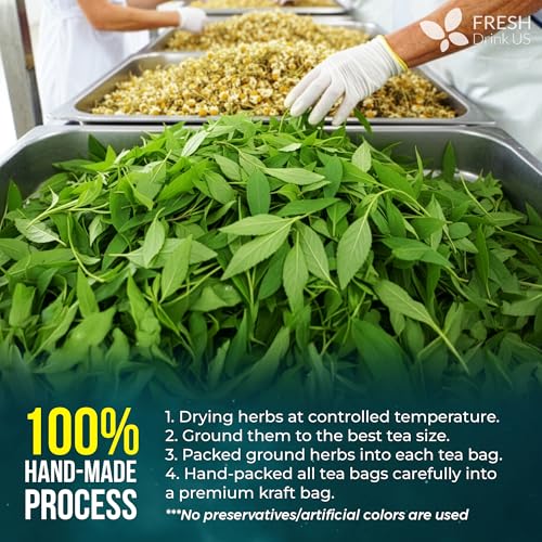 Image of FreshDrinkUS, Tulsi Sleep Tea Bags | 75 Tea Bags | Herbal Blend with Tulsi Holy Basil, Chamomile, Gotu Kola, Ashwagandha & Peppermint | Naturally Caffeine-Free, Relaxing Evening Herbal Tea. Vegan