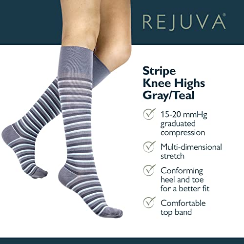 Image of Rejuva Stripe Pattern 15-20 mmHg Graduated Compression Socks for Women & Men