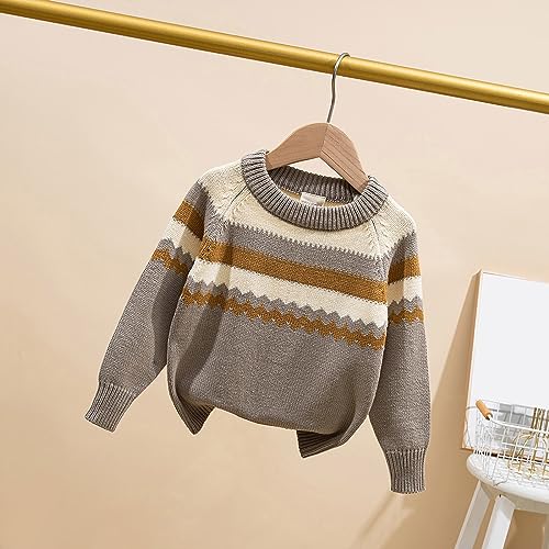 Toddler Girls And Boys Long Sleeve Crew Neck Colorblocked Stripe Knit Pullover Sweater Winter Clothes 18 Old2