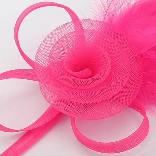 Image of DRESHOW Fascinators Hats for Women Tea Party Fascinator Hats Vintage 50s Headwear Cocktail Wedding Church Derby Hat
