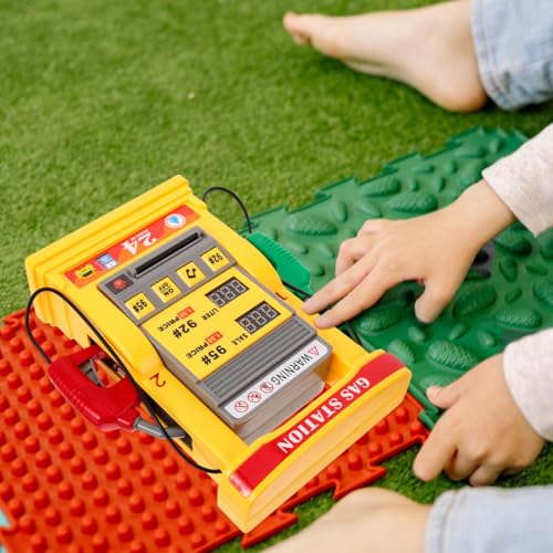 Vaguelly Toys Gas Station Model Toy Gas Station Playset Mini Gas Pump Simulation Gas Station Toy Set for Kids,with Gas Card and Fire Resoue,Yellow4
