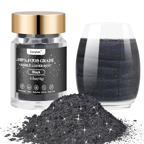 Black Edible Glitter for Cakes, Bulk 15g 0.5oz...
