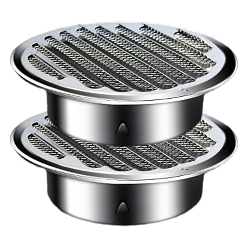 2PCS Round Vent Cover 4 Inch Stainless Steel Soffit Vent Built-In Screen Mesh Air Ventilation Cover for Bathroom Office Kitchen