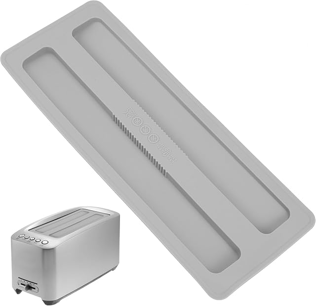 Kichvoe Couverture de grille pain 2 Slice Silicone Bread Maker Cover Lids Bread Machine Cover Toaster Appliance Top Protecteurs Petit déjeuner Cover Bread machine Accessoires Long Grey