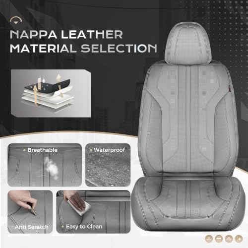 Image of Coverado Car Seat Covers Full Set, Seat Covers for Cars, Front Seat Covers and Back Seat Cover Waterproof Leather Automotive Seat Cover, Universal Car Interior Protectors Cushion for Most Cars