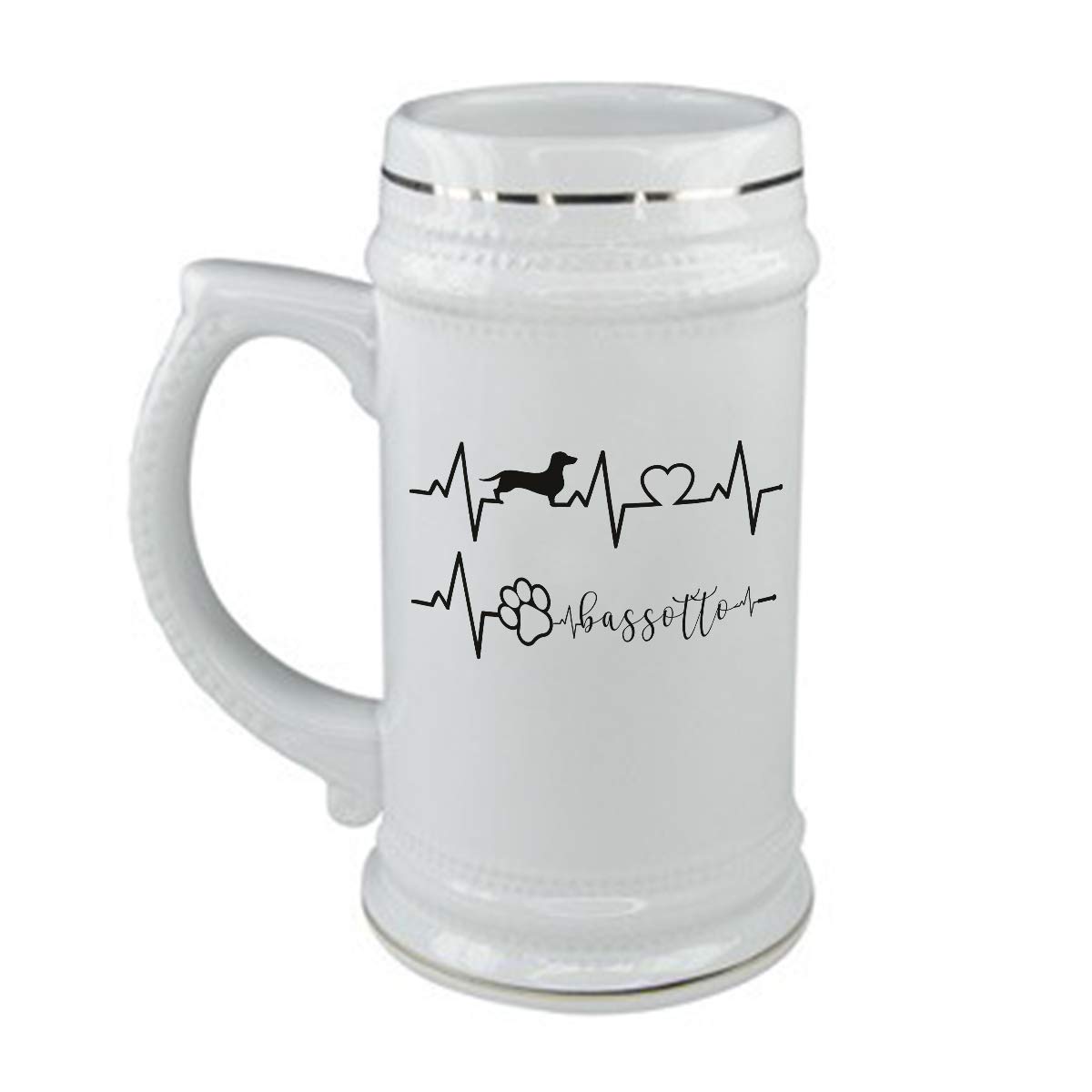 bubbleshirt Boccale da birra Compleanno - elettrocardiogramma bassotto - dog - love - idea regalo