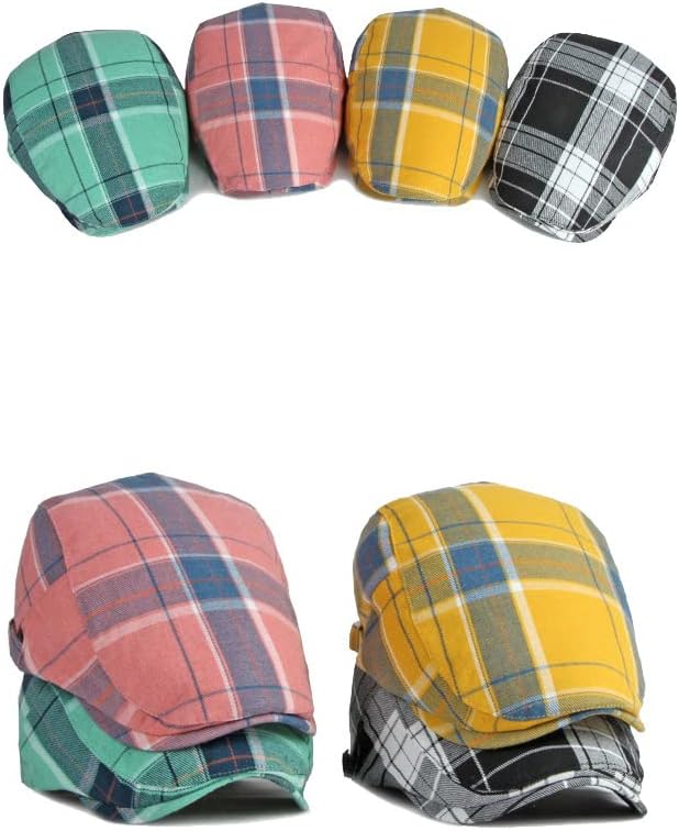 WITHMOONS Adjustable Colorful Plaid Flat Cap Newsboy Cabbie Gatsby Golf Beret Hat YZ30109 - Image 7