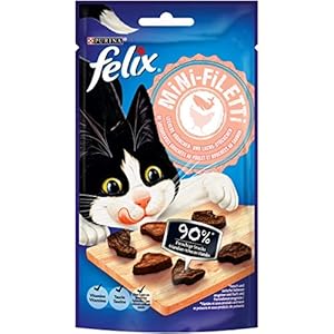 FELIX Mini-Filetti Katzen-Leckerlies mit 90% Fleischanteil, mit Huhn & Lachs, 7er Pack (7 x 40g)