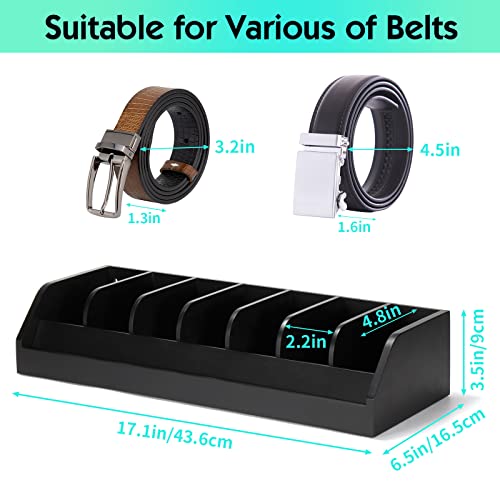 B4Life Belt Organizer, 7 Compartments Belt Display Rack For Men, Bamboo Belt Holder For Closet And Drawer, Belt Display Case Belt Box Belt Storage Organizer For Wall Belt Hangers (Black) #TOP2