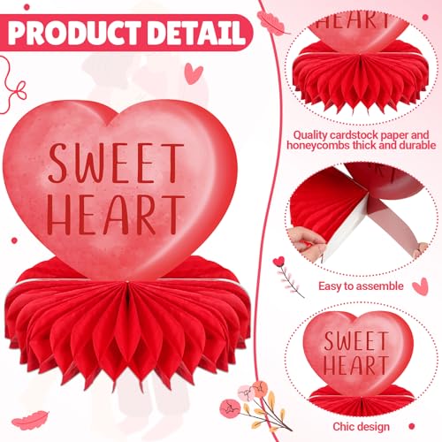 Cœur en nid d'abeille 3D pour centre de table de Saint-Valentin - 3
