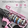 VIWKO Visseuse Devisseuse Sans Fil 20V, Perceuse Visseuse Sans Fil avec 85 Accessoires, Perceuse-visseuse 42 N.m Max, Batterie 2000 mAh, 25+1 Couple, Mandrin 10 mm, Eclairage LED, Rose #2