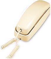 AT&T Trimline 210 Corded Home Phone - No AC Power Needed, Wall-Mountable, Lighted Keypad, 13 Speed Dials, Volume Control, Beige