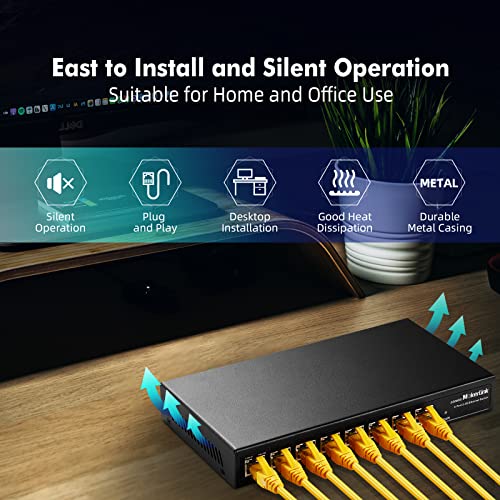 Image of MokerLink 8 Port 2.5G Ethernet Switch, 8 x 2.5GBASE-T Ports, Compatible with 10 /100 /1000Mbps, Metal Unmanaged Fanless Network Switch