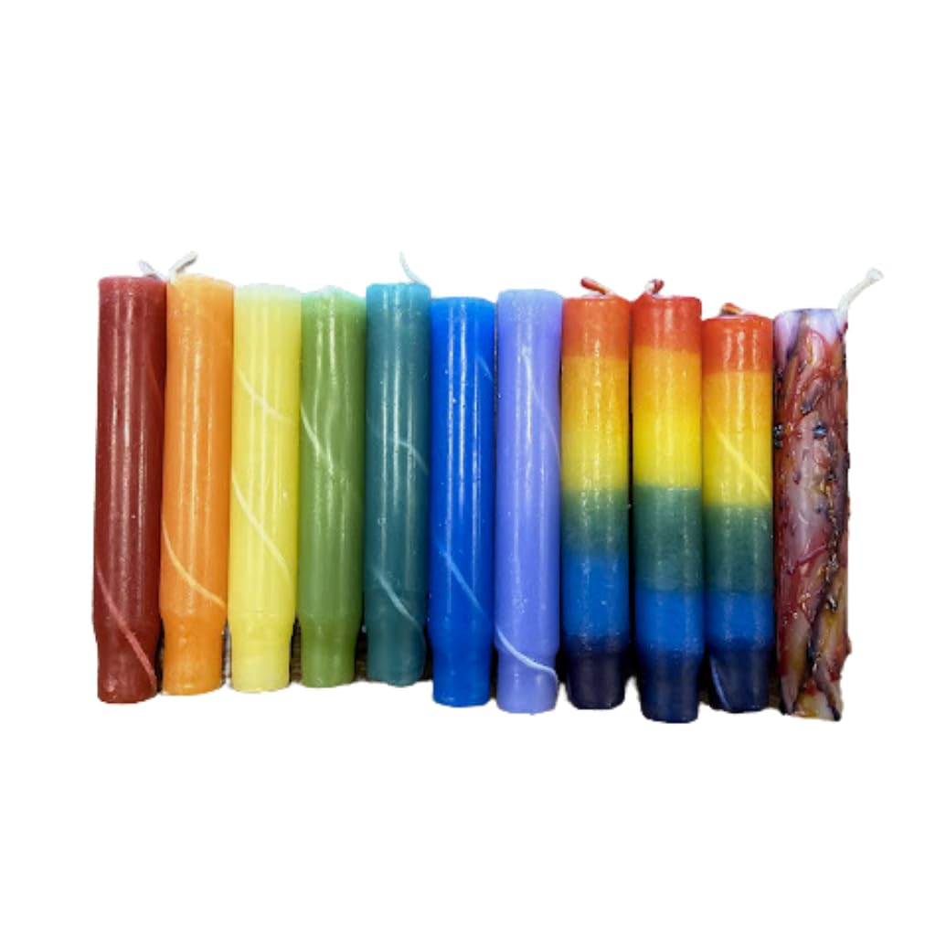 Candlestock Hippie Drippy Drip Candles - Pack of 11 Dripping Taper Candles - Wine Bottle Melting Candles (Hippie Rainbow)