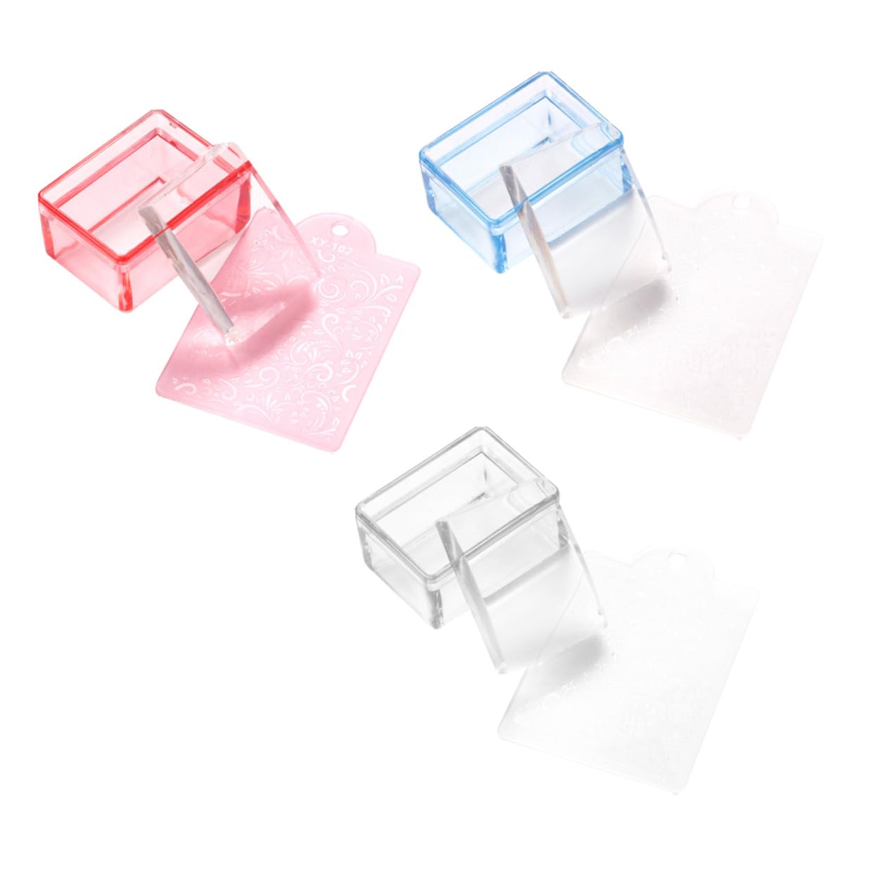 3Pcs Transparent Nail Art Stampers DIY Manicure Tools Lightweight for Professional Salon and Home Use with Compact Design