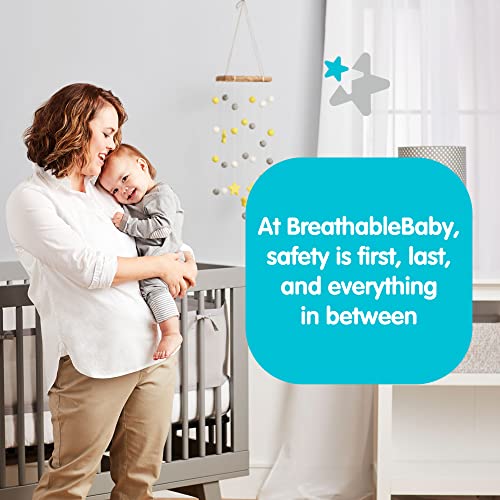 Image of AirflowBaby Mesh Crib Liner for Full-Size Slatted Cribs, Lightweight 2mm Mesh Panels, Helps Reduce Slipping Through Crib Slats, Machine Washable, White, 11 inch (Pack of 1)