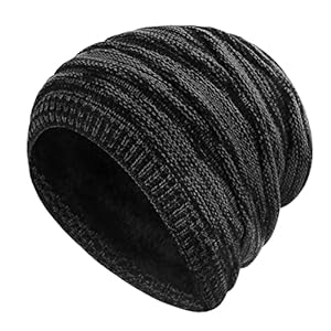 Unaikoo Winter Knit Beanie Hat for Men Women, Unisex Knitted Slouch Skull Cap with Soft Fleece Lining, Warm Windproof…