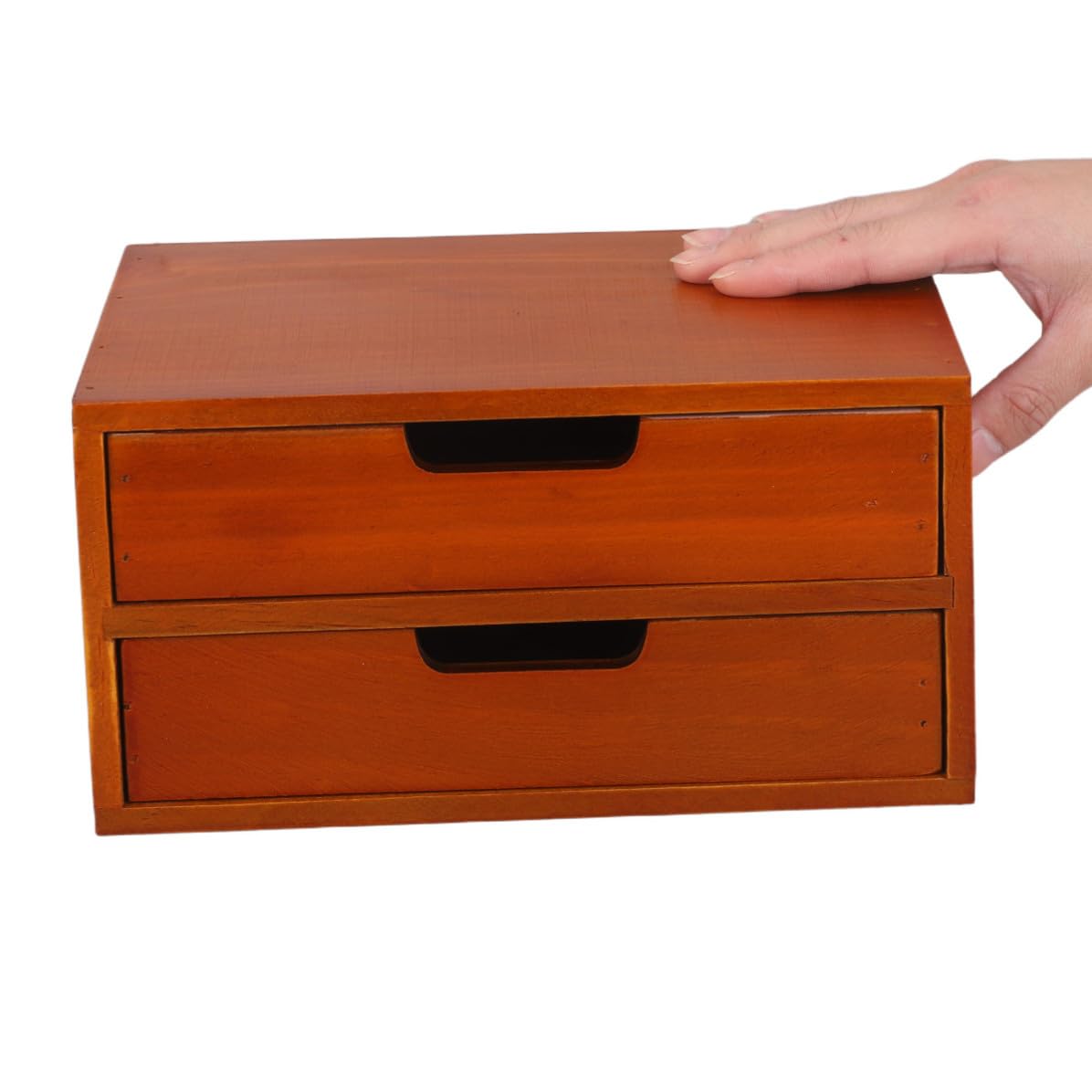 NUOBESTY Organizer da Scrivania in Legno con 2 Cassetti Marrone