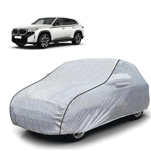 Image of Sulfar 100% Waterproof Car Body Cover Compatible with Mirror for BMW XM (Triple Stitched, Full Bottom Elastic, Magic Silver with Black Piping)