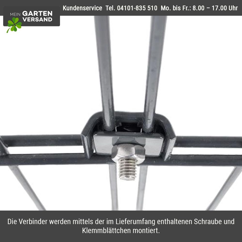 Doppelstabmatten Verbinder 6/5/6 mm 5er Set – grün RAL 6005 pulverbeschichtet – Gittermatten-Verbinder/Mattenverbinder für Stabmattenzaun