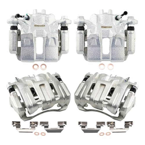 Image of TRQ Front and Rear Brake Caliper Set Zinc Coated Brackets Hardware Compatible with 2005-2010 Honda Odyssey