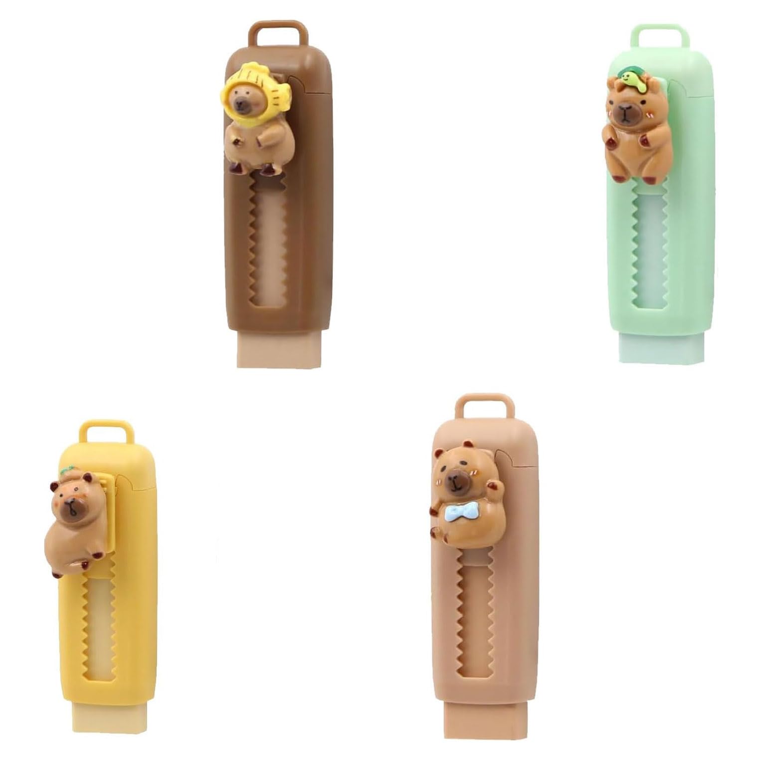 Gommes Capybara Rétractables - Gomme à Effacer Coulissante pour Enfants, Mécanisme Push-Pull, Fournitures Scolaires Originales