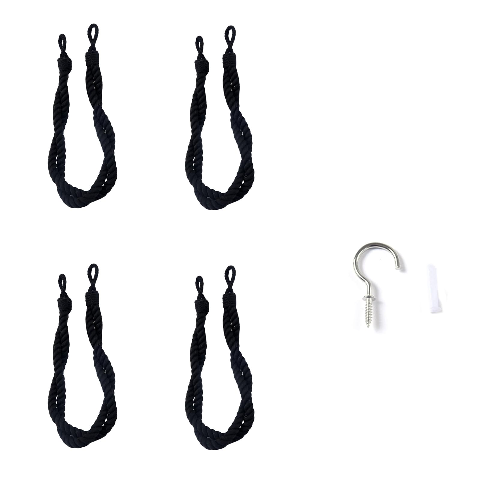 Tfaoys Black Curtain Rope Curtain Tiebacks Hand Woven Bohos Styles Decorative Drape Holdbacks For Drapery Accessories Cotton Rope Holdbacks
