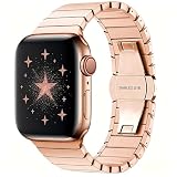 U191U Stainless Steel Band for Apple Watch Bands 42mm 44mm 45mm 46mm 49mm for Women Men,Thin Titanium Replacement Strap Suitable for iWatch Series 11 10 987654321、SE/SE2/SE3、Ultra 3/2/1,Rose Gold