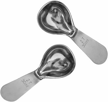 2PCS Stainless Steel Coffee Scoops, 2 Tbsp Measuring Spoons 30ml, Short Handle Tablespoons for Coffee, Tea, Sugar, Kitchen Gift Set Silver