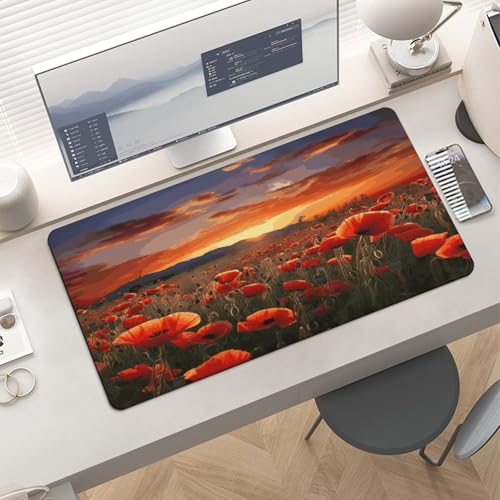 Red Poppy Flower Field Desk Pad 30x60cm anti deslizante miniatura 6