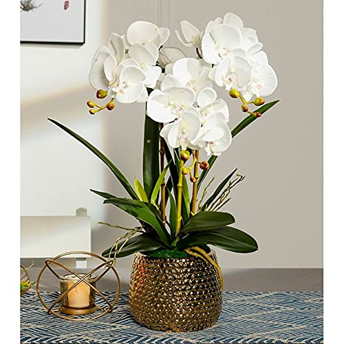 Orquídea artificial roja de 54cm con jarrón para rincones sin luz natural 3