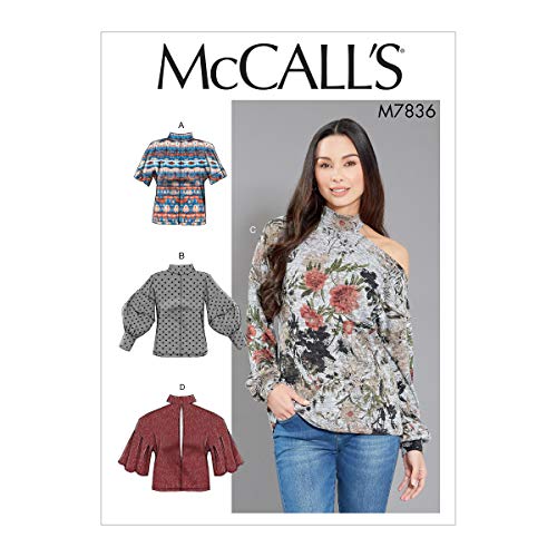 McCall's Patterns McCall's M7836 Women's Pullover Puff Sleeve and Cold Shoulder Shirt Sewing Patterns, Sizes 14-22
