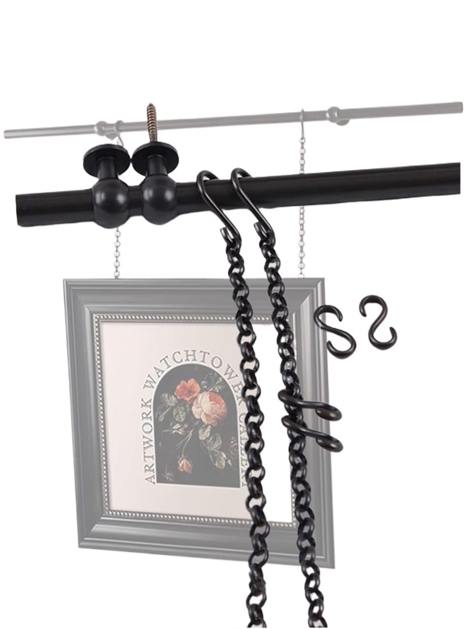 Kit de suspension pour cimaise en laiton rail tableaux avec chaîne 90 cm