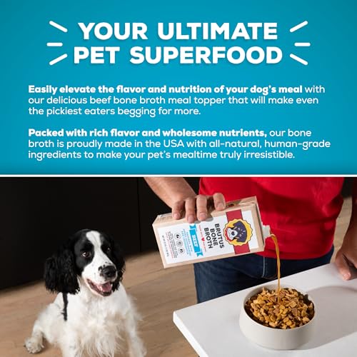 Image of Brutus Broth Dog Food Topper - Instant Bone Broth Liquid for Adult Dogs - Supports Hip and Joint Function - Human-Grade Quality, Serve Dry or Wet - Beef Flavor, Pack of 2