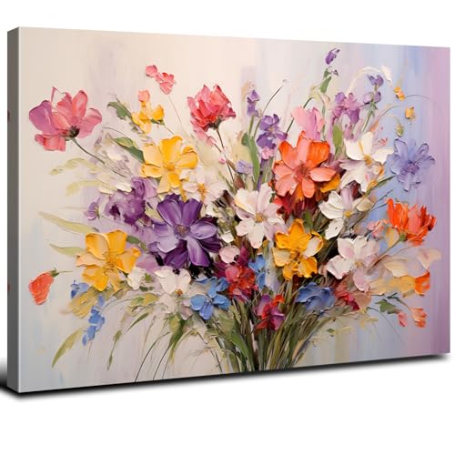 Colorful Flower Canvas Wall Art Yellow Orange...