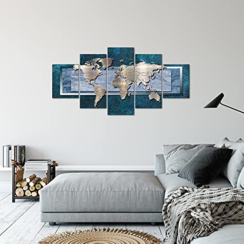 Mappa del Mondo Murali Tela Non Tessuta 5 Pezzi