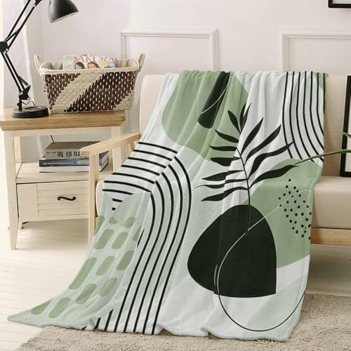 Cocahepty ブランケット 掛け毛布 フランネル 厚手 保温 柔らかい肌触り 暖かい ふわふわ 冷え対策 75x100cm 軽量 春秋冬用 おしゃれ 膝掛け 静電気防止 毛抜けない 抗菌 ボヘミア風 抽象 葉っぱ 線