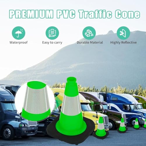 Image of BESEA 8 Pack 12 Inch Green Traffic Cones with Wide Stable Base