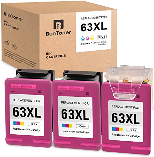 One-Day Sale: Up to 80% Off BUNTONER Remanufactured Ink Cartridges Replacement for HP 63 63XL use with HP OfficeJet 3830 4650 4655 5255 DeskJet 1110 2130 3630 Envy 4510 4511 4512 4520 (3 Tri-Color Cartridges, 1 Print Head)
