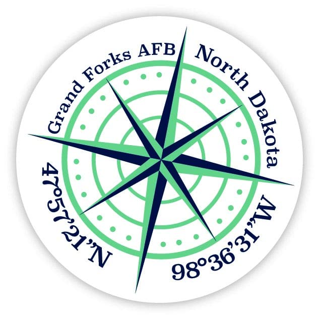 Grand Forks AFB North Dakota 4-Inch Vinyl Decal Sticker Latitude Longitude Compass Design