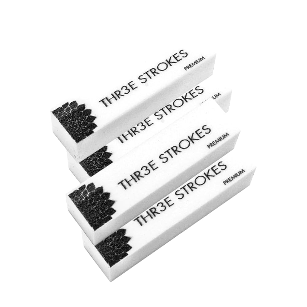 THR3E STROKES Nail Buffer Block,120Grit 4pcs Sponge Nail Files for Natural Nails Professional Washable White Buffer Polisher Sanding Buffer for Acrylic Nails Manicure Tools for Salon Beginner-image-16