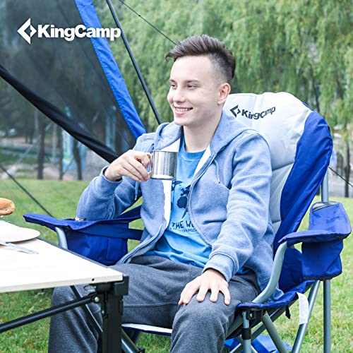 Kingcamp Lumbar Support Camping Chairs With Cooler Bag Padded Folding Camping Chair For Adults With Adjustable Armrest Foldable Camp Chair Cup Holder Side And Head Pocket For Picnic Fishing,Max 353Lbs #TOP6